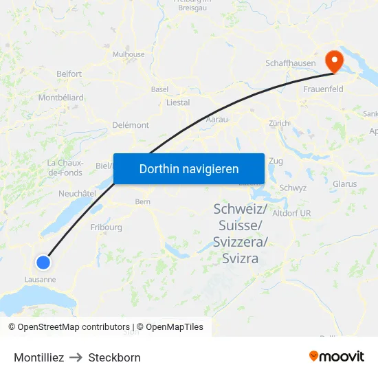 Montilliez to Steckborn map