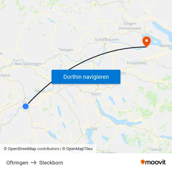 Oftringen to Steckborn map