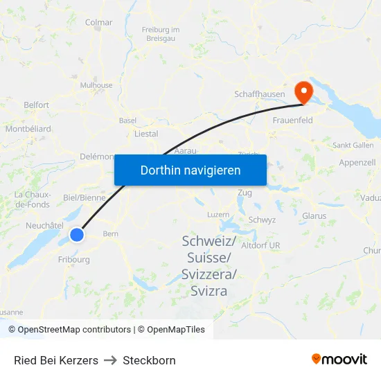 Ried Bei Kerzers to Steckborn map