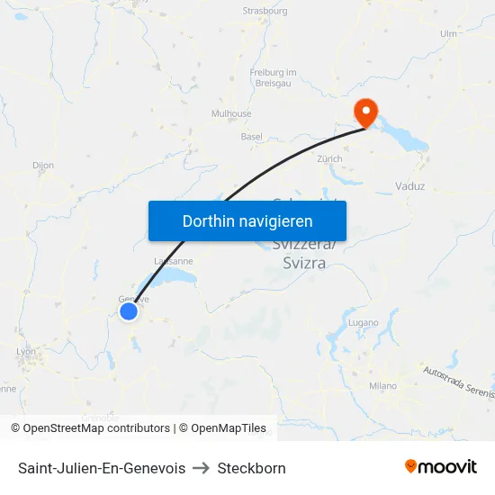 Saint-Julien-En-Genevois to Steckborn map