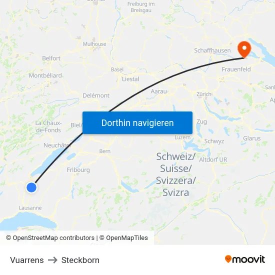 Vuarrens to Steckborn map