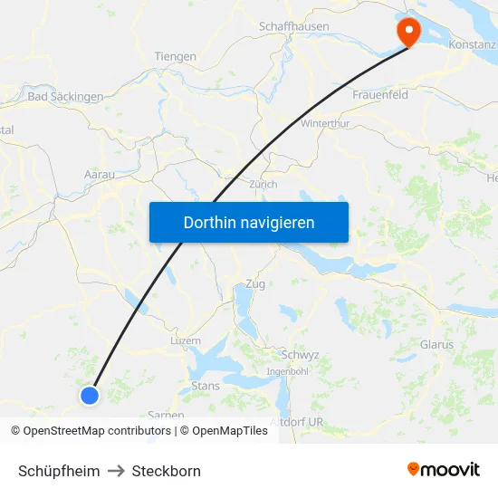 Schüpfheim to Steckborn map