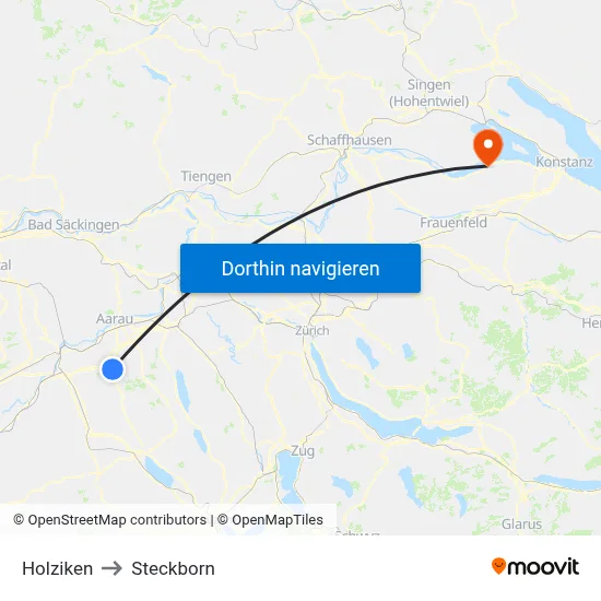 Holziken to Steckborn map