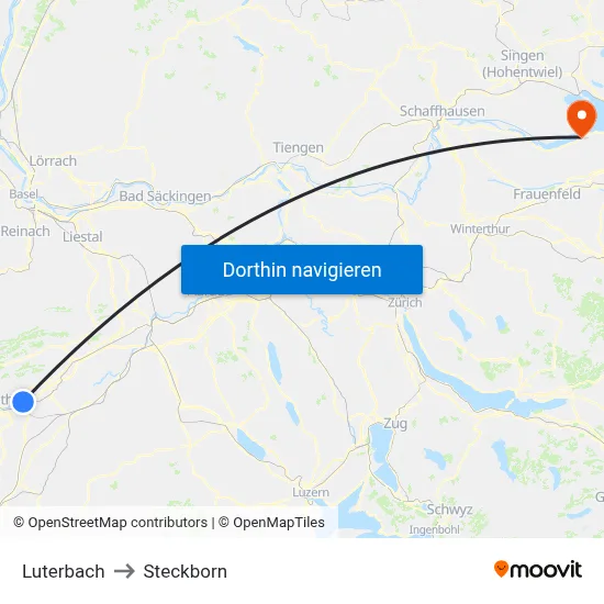 Luterbach to Steckborn map