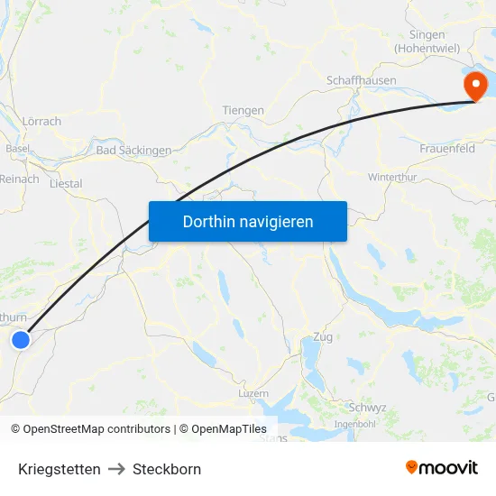 Kriegstetten to Steckborn map