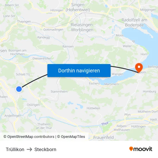 Trüllikon to Steckborn map