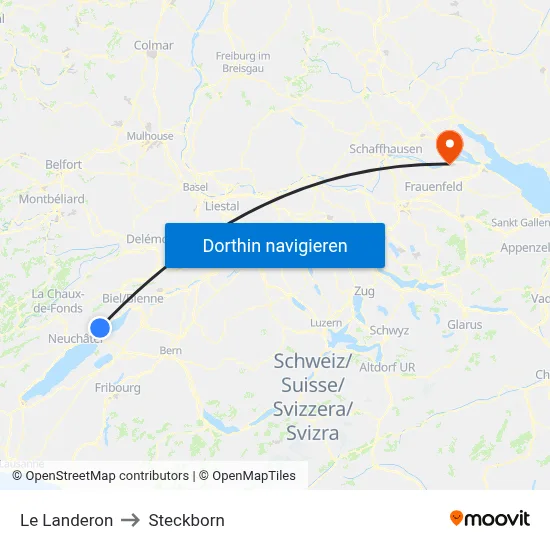 Le Landeron to Steckborn map