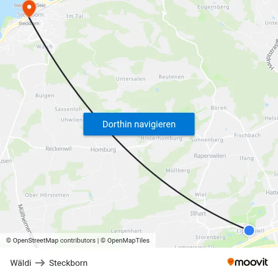 Wäldi to Steckborn map