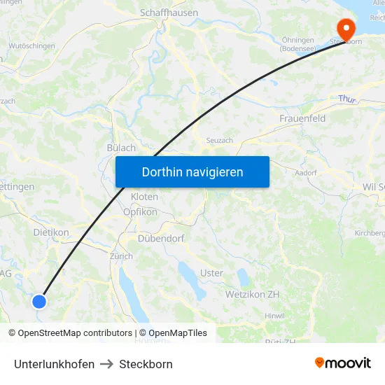 Unterlunkhofen to Steckborn map