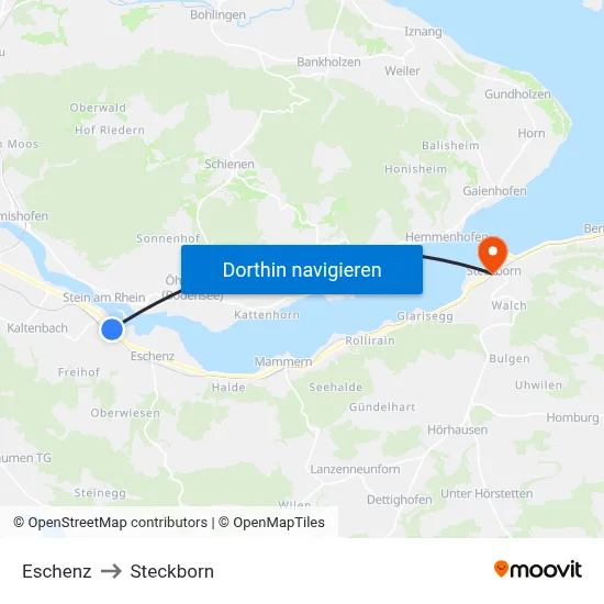 Eschenz to Steckborn map