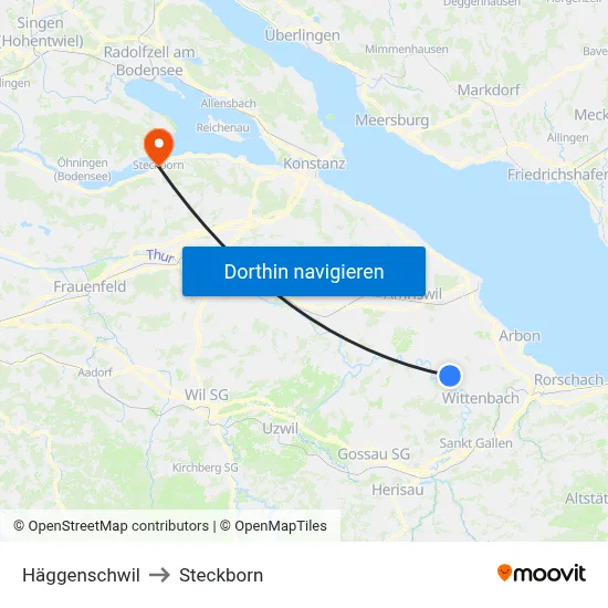 Häggenschwil to Steckborn map
