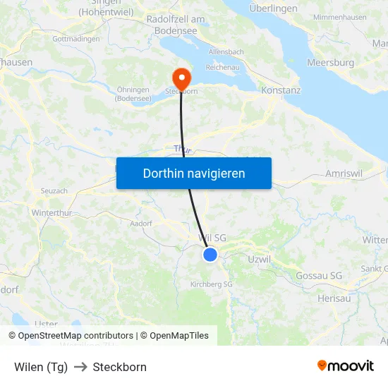 Wilen (Tg) to Steckborn map