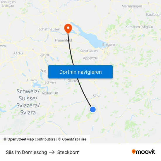 Sils Im Domleschg to Steckborn map
