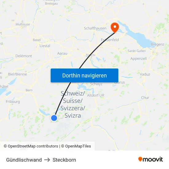 Gündlischwand to Steckborn map