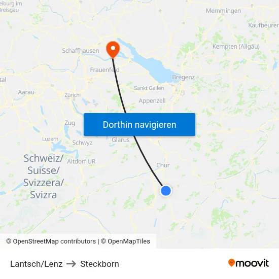Lantsch/Lenz to Steckborn map