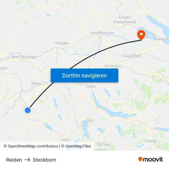 Reiden to Steckborn map