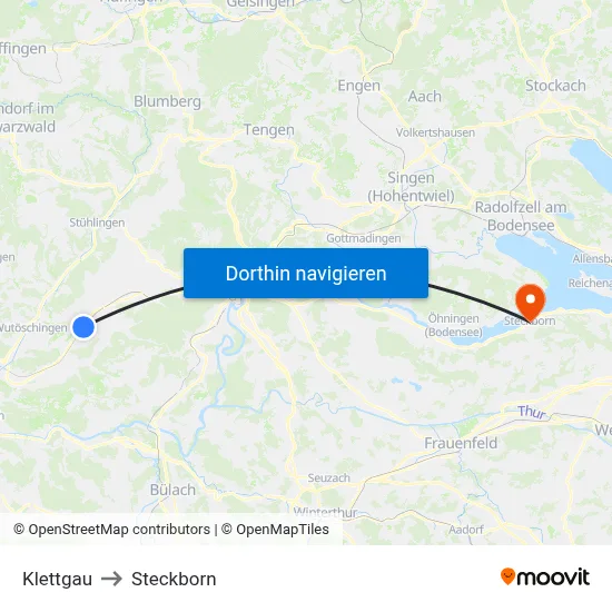 Klettgau to Steckborn map