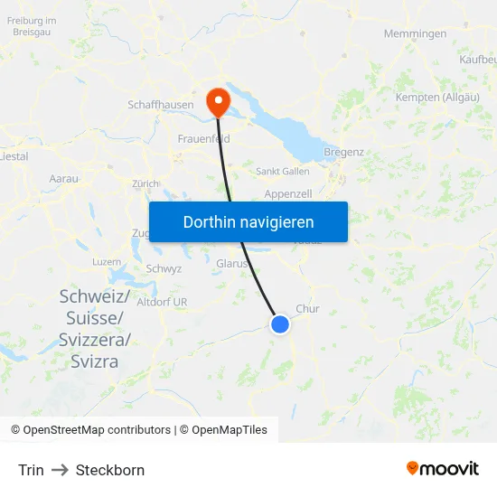 Trin to Steckborn map