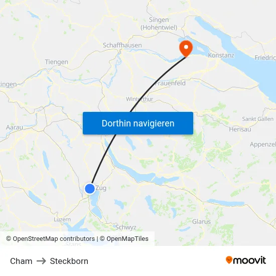 Cham to Steckborn map