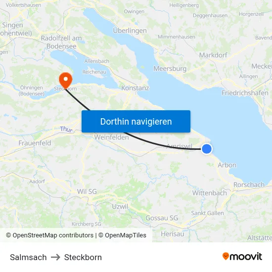 Salmsach to Steckborn map