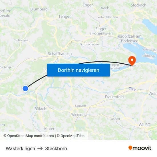 Wasterkingen to Steckborn map