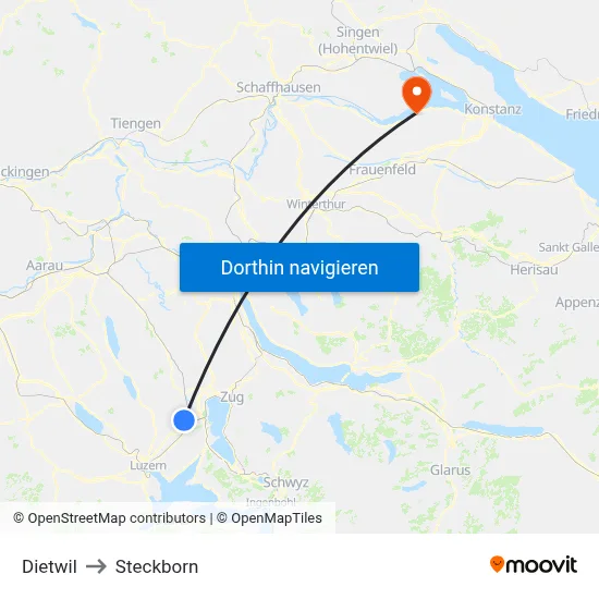 Dietwil to Steckborn map