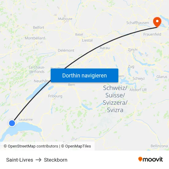 Saint-Livres to Steckborn map