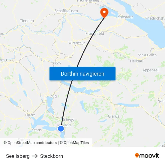 Seelisberg to Steckborn map