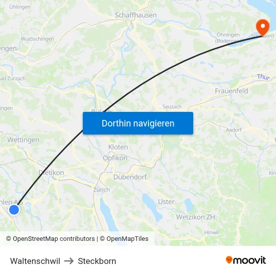 Waltenschwil to Steckborn map