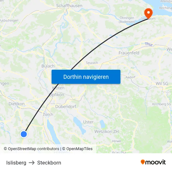 Islisberg to Steckborn map
