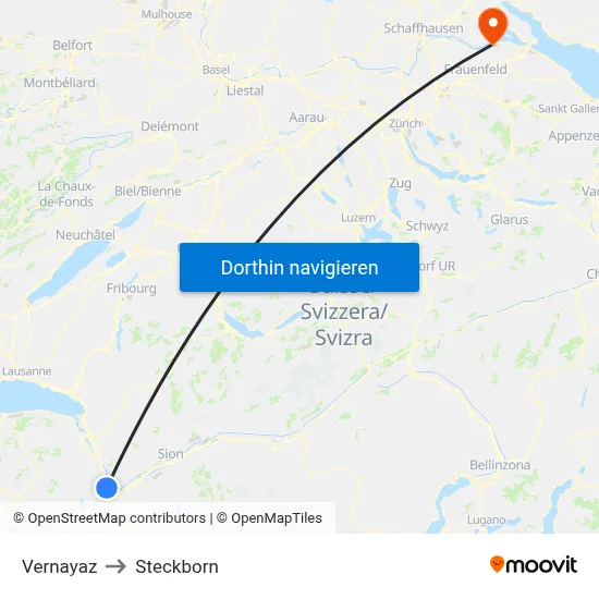 Vernayaz to Steckborn map