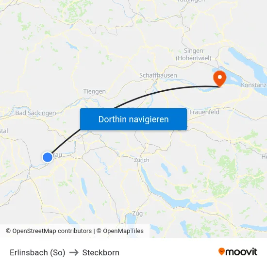 Erlinsbach (So) to Steckborn map