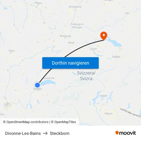 Divonne-Les-Bains to Steckborn map