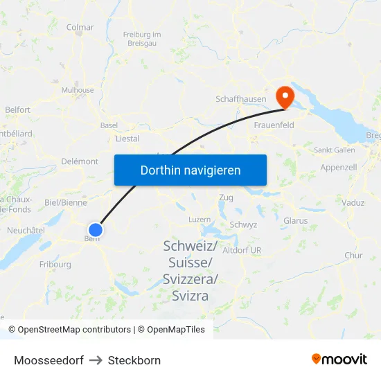 Moosseedorf to Steckborn map