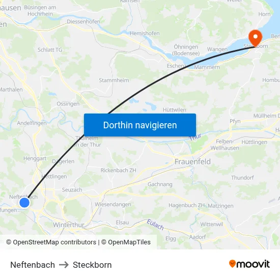 Neftenbach to Steckborn map