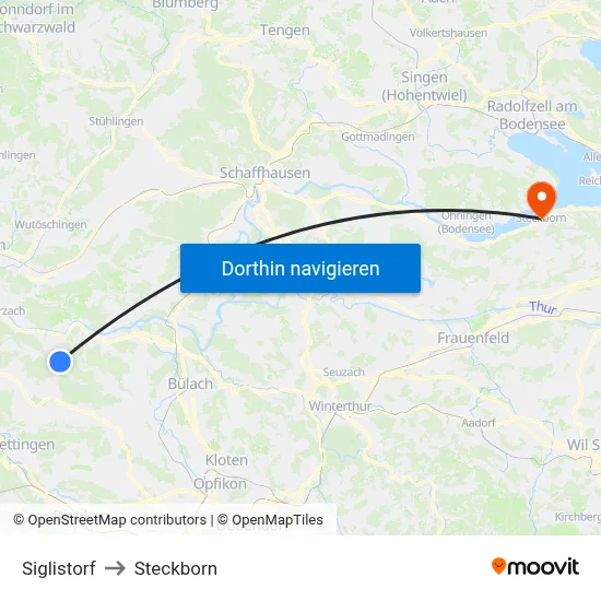 Siglistorf to Steckborn map