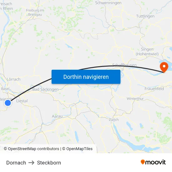 Dornach to Steckborn map