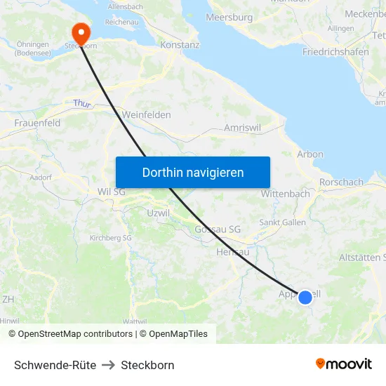 Schwende-Rüte to Steckborn map