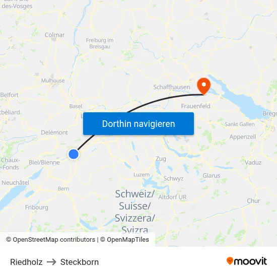 Riedholz to Steckborn map
