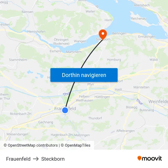 Frauenfeld to Steckborn map