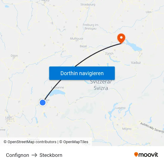 Confignon to Steckborn map