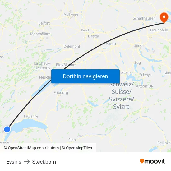 Eysins to Steckborn map