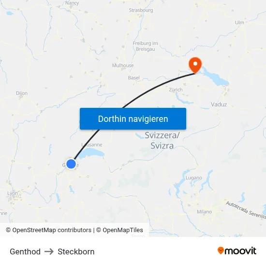 Genthod to Steckborn map