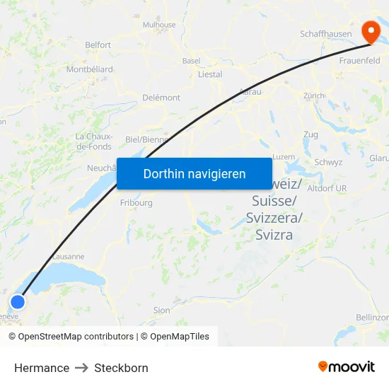 Hermance to Steckborn map