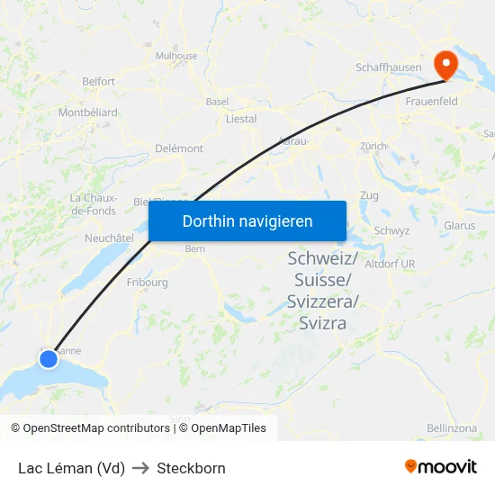 Lac Léman (Vd) to Steckborn map