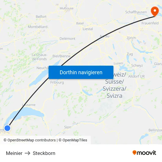 Meinier to Steckborn map