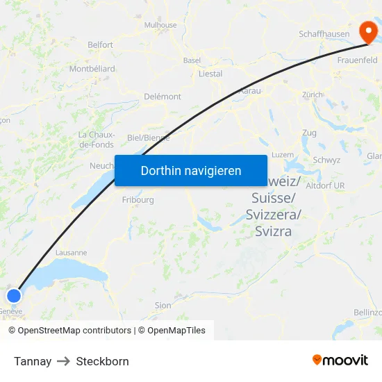 Tannay to Steckborn map