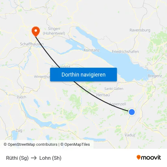 Rüthi (Sg) to Lohn (Sh) map