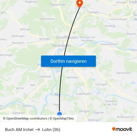 Buch AM Irchel to Lohn (Sh) map