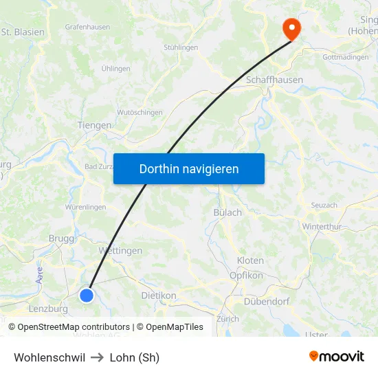 Wohlenschwil to Lohn (Sh) map